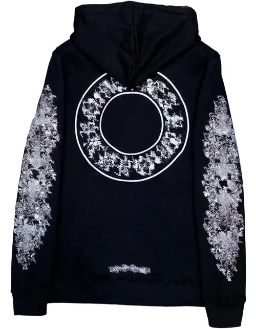 Chrome H Horseshoe Floral Cross-Sleeve Zip Up Hoodie 'Black/White'