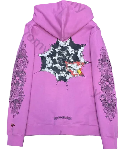 Chrome H Floral Cross-Sleeve Hoodie 'pink'