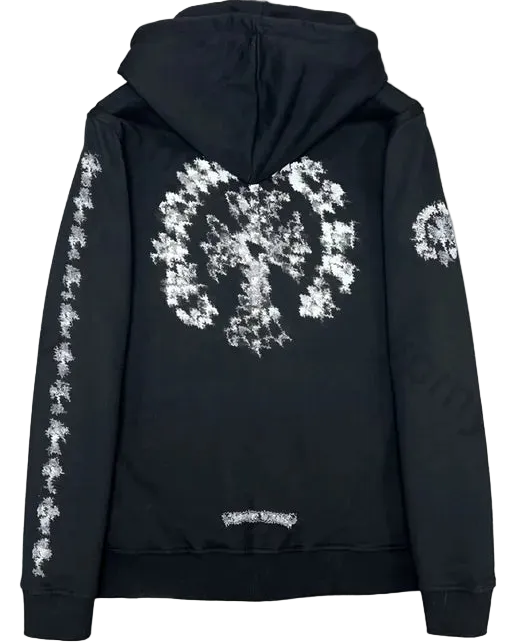 Chrome H Floral Cross-Sleeve Zip Up Hoodie 'Black/White'