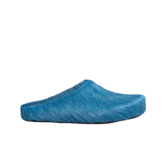 Blue long hair calfskin Fussbett sabot