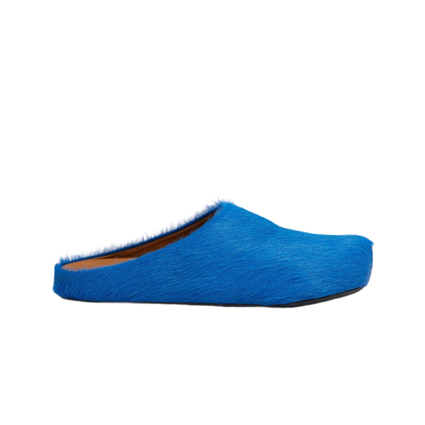 Blue long-hair calfskin Fussbett sabot