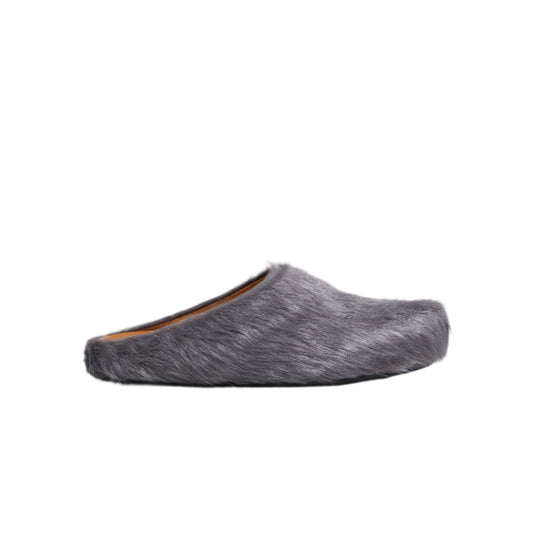 Grey long-hair calfskin Fussbett sabot