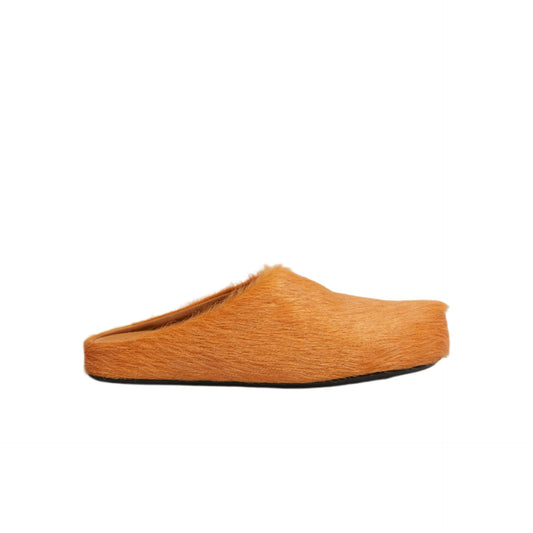 Orange long-hair calfskin Fussbett sabot