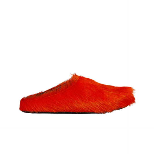 Orange long hair calfskin Fussbett sabot