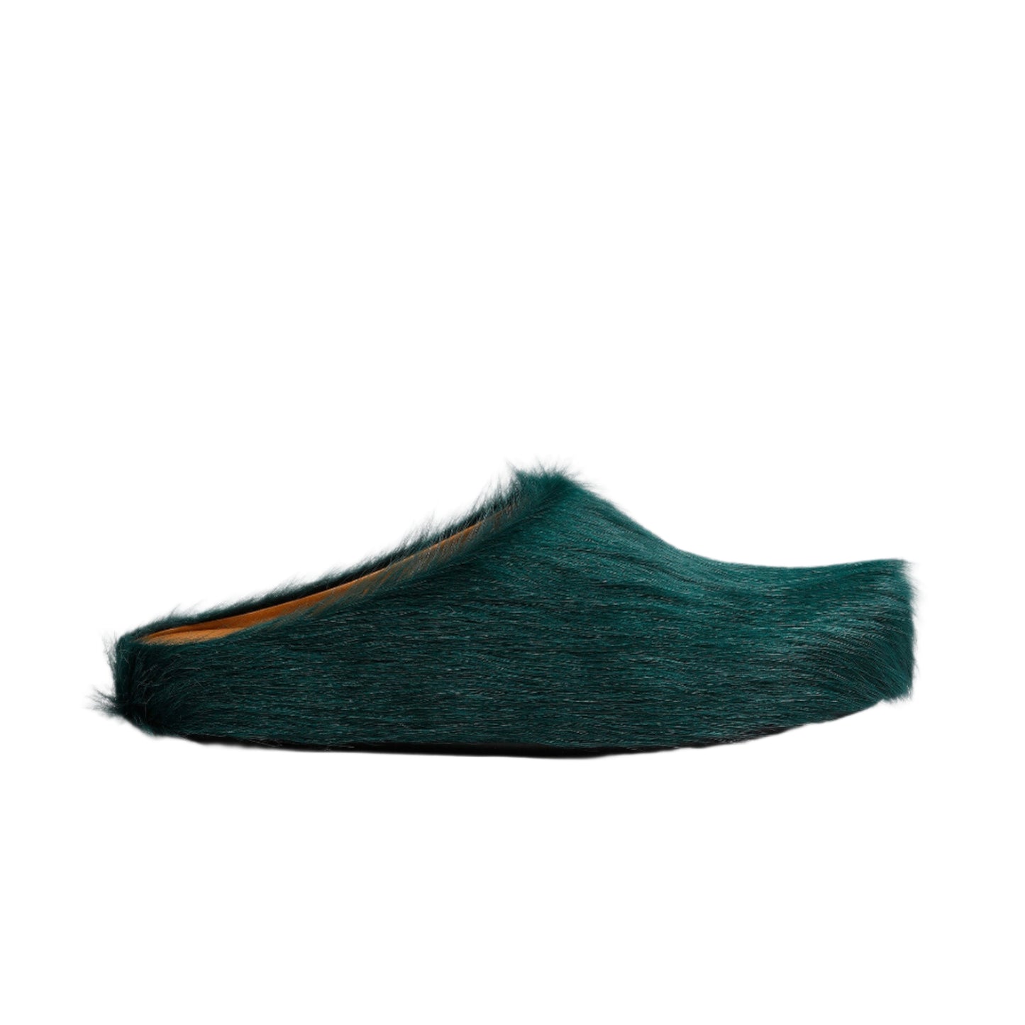 Sea green long-hair calfskin Fussbett sabot